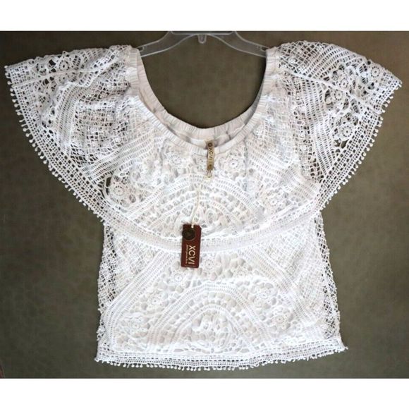 XCVI 14183 Women's Sz Medium White Signy Drapey Crochet Top Blouse $128 - Picture 9 of 16